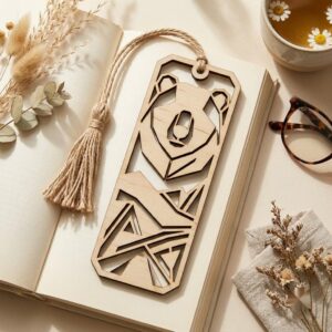 Low Poly Geometric Animal Bookmark Templates, Wood Engraving Craft for Readers