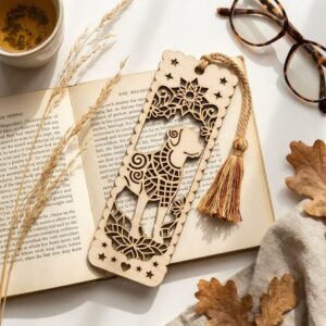 Low Poly Geometric Animal Bookmark Templates, Wood Engraving Craft for Readers