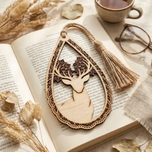 Low Poly Geometric Animal Bookmark Templates, Wood Engraving Craft for Readers