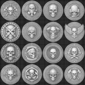 Memento Mori Stoic Skull Depth Map, Laser Engraving Challenge Coin Design