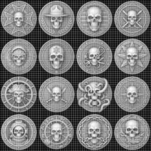 Memento Mori Stoic Skull Depth Map, Laser Engraving Challenge Coin Design
