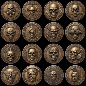 Memento Mori Stoic Skull Depth Map, Laser Engraving Challenge Coin Design