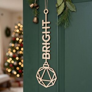 Minimalist Christmas Door Sign, Modern Geometric Pine Tree Scandi Winter Decor