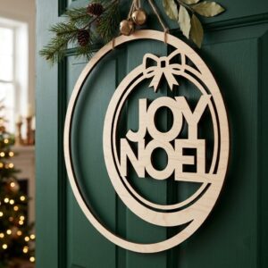 Minimalist Christmas Door Sign, Modern Geometric Pine Tree Scandi Winter Decor