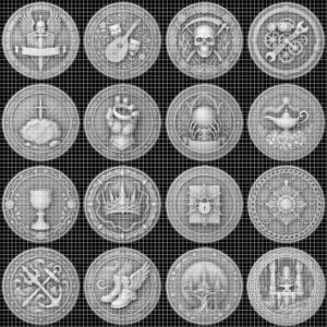 Mythic Bestiary Coin Engraving PNG, Detailed Monster Laser Depth Map Bundle
