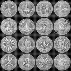 Mythic Bestiary Coin Engraving PNG, Detailed Monster Laser Depth Map Bundle