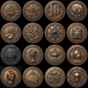 Mythic Bestiary Coin Engraving PNG, Detailed Monster Laser Depth Map Bundle