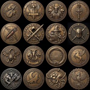Mythic Bestiary Coin Engraving PNG, Detailed Monster Laser Depth Map Bundle