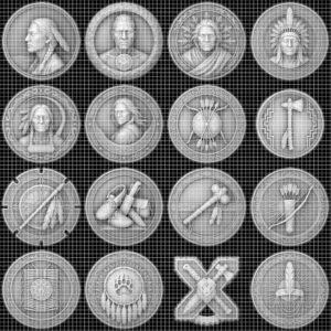 Native American Challenge Coin Depth Maps, Warrior Relief Files