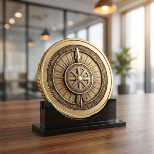 Native American Warrior Challenge Coin, 3D Relief Depth Map for Laser Engraving