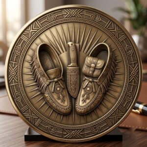 Native American Warrior Challenge Coin, 3D Relief Depth Map for Laser Engraving