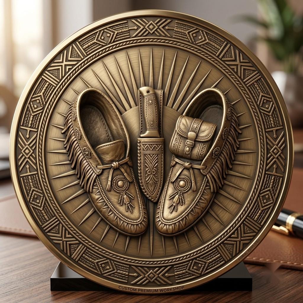 Native American Warrior Challenge Coin, 3D Relief Depth Map for Laser Engraving