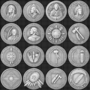 Native American Warrior Challenge Coin, 3D Relief Depth Map for Laser Engraving