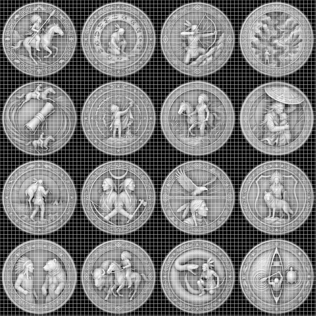 Native American Warrior Challenge Coin, 3D Relief Depth Map for Laser Engraving