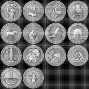 Native American Warrior Challenge Coin, 3D Relief Depth Map for Laser Engraving