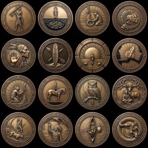 Native American Warrior Challenge Coin, 3D Relief Depth Map for Laser Engraving