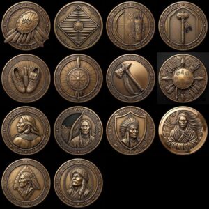 Native American Warrior Challenge Coin, 3D Relief Depth Map for Laser Engraving