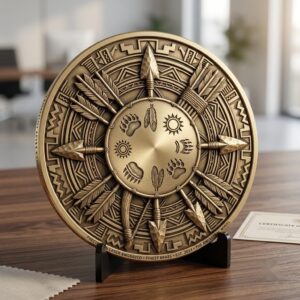 Native American Warrior Challenge Coin, 3D Relief Depth Map for Laser Engraving