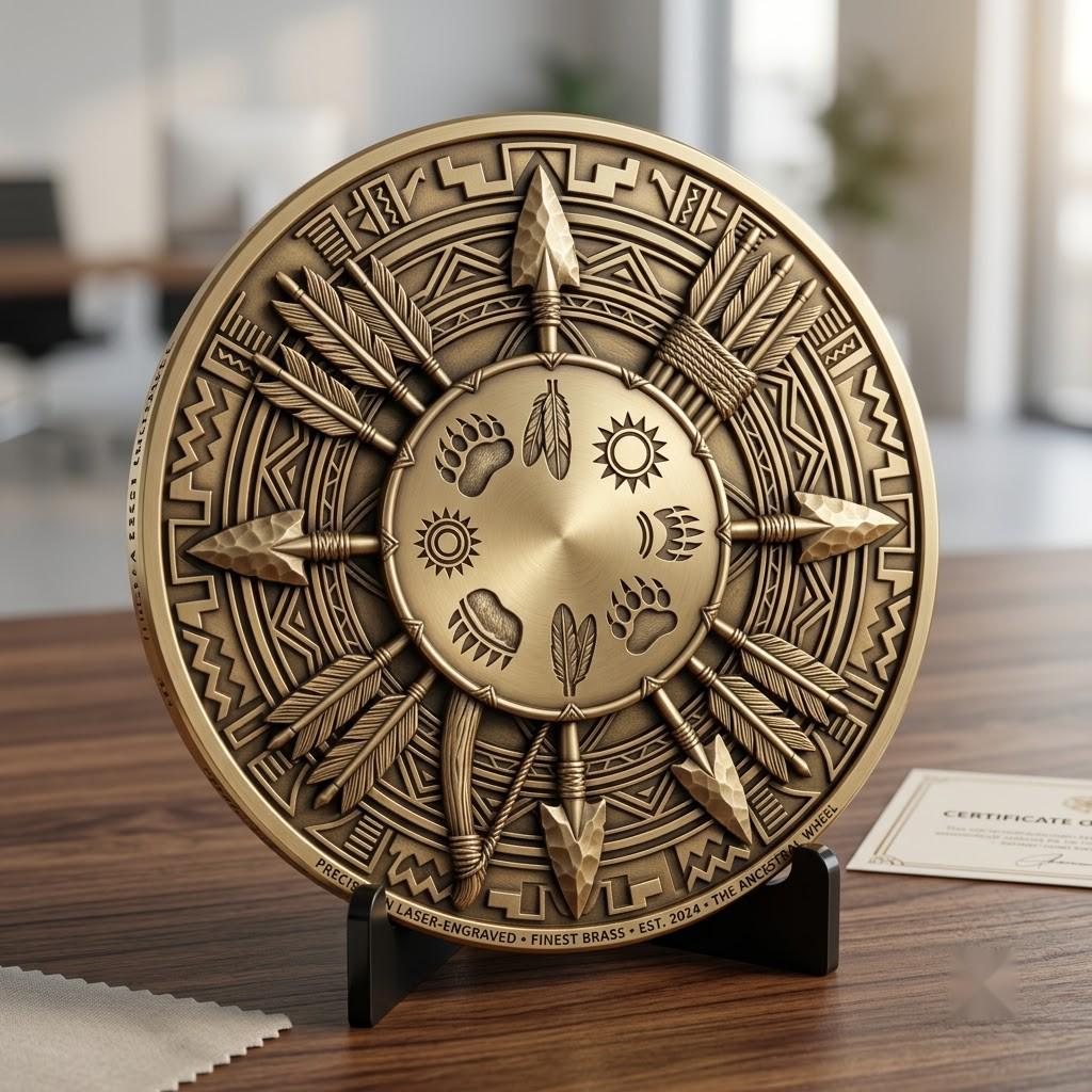 Native American Warrior Challenge Coin, 3D Relief Depth Map for Laser Engraving