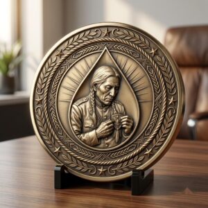 Native American Warrior Depth Map, Laser Engraving PNG, Coin Relief Portrait