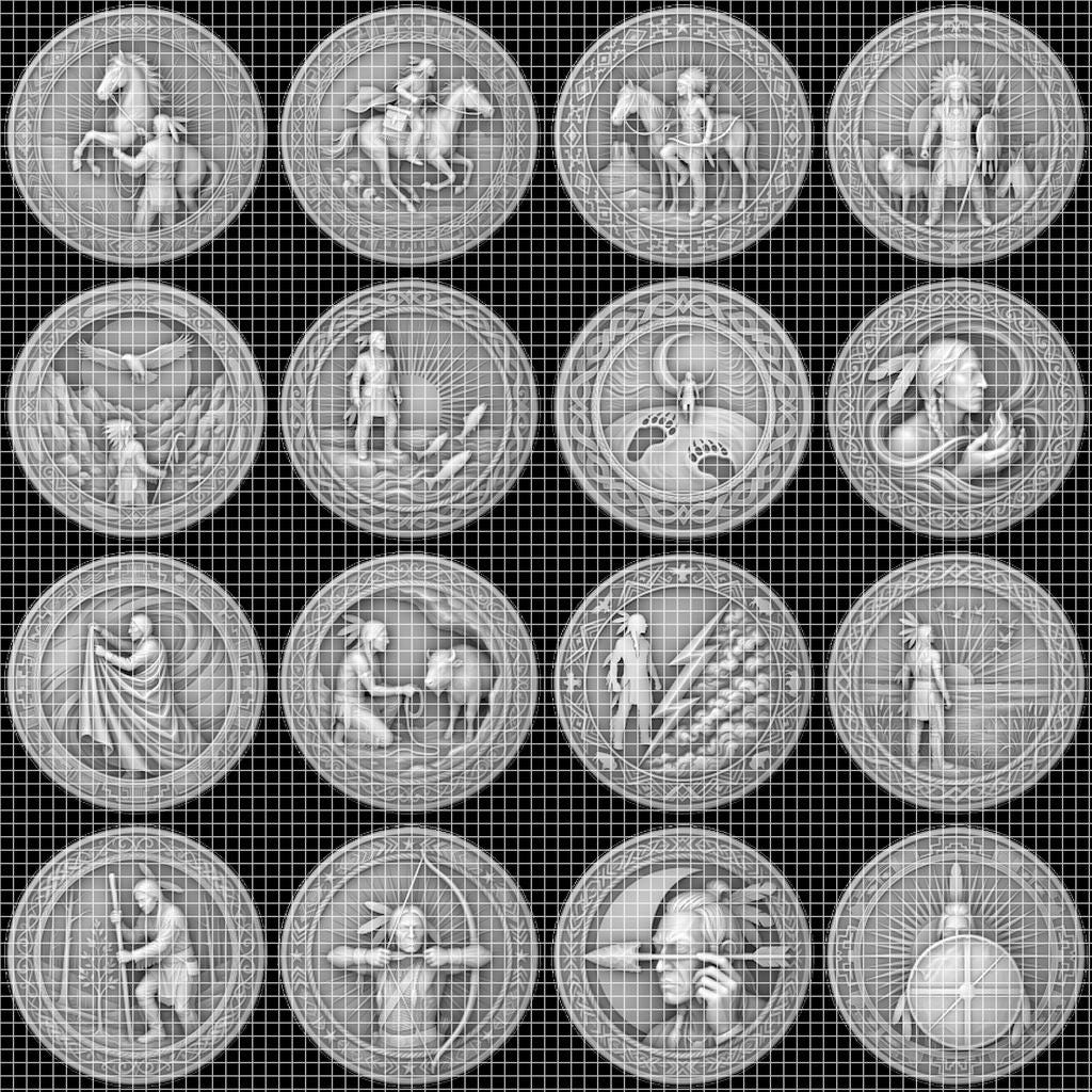 Native American Warrior Depth Map, Laser Engraving PNG, Coin Relief Portrait