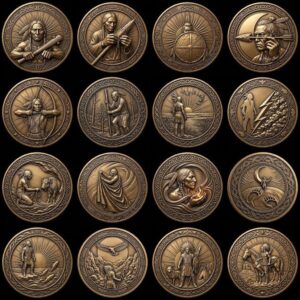 Native American Warrior Depth Map, Laser Engraving PNG, Coin Relief Portrait
