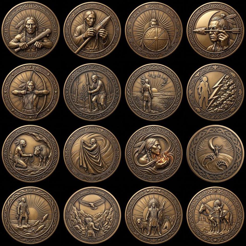 Native American Warrior Depth Map, Laser Engraving PNG, Coin Relief Portrait
