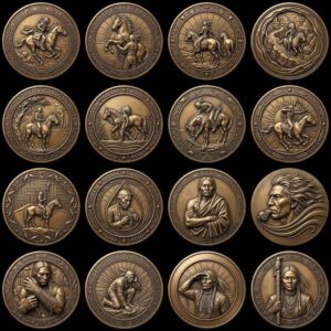 Native American Warrior Depth Map, Laser Engraving PNG, Coin Relief Portrait