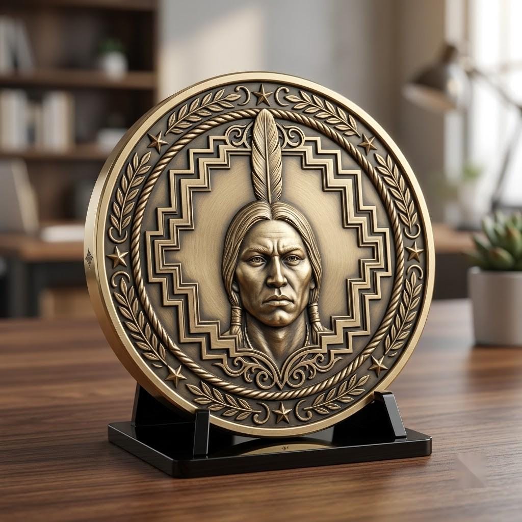 Native American Warrior Depth Map, Laser Engraving PNG, Coin Relief Portrait