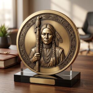 Native American Warrior Depth Map, Laser Engraving PNG, Coin Relief Portrait