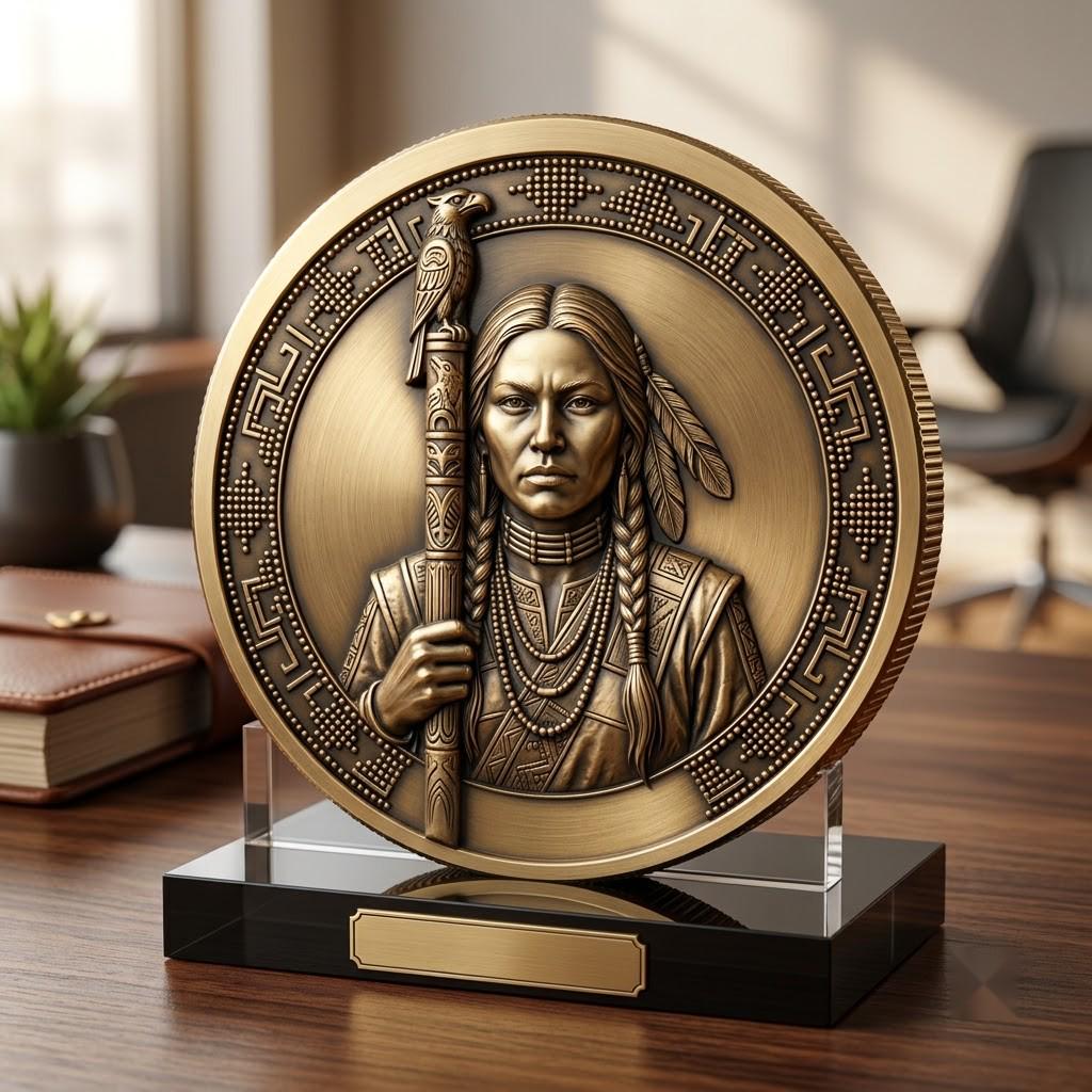 Native American Warrior Depth Map, Laser Engraving PNG, Coin Relief Portrait