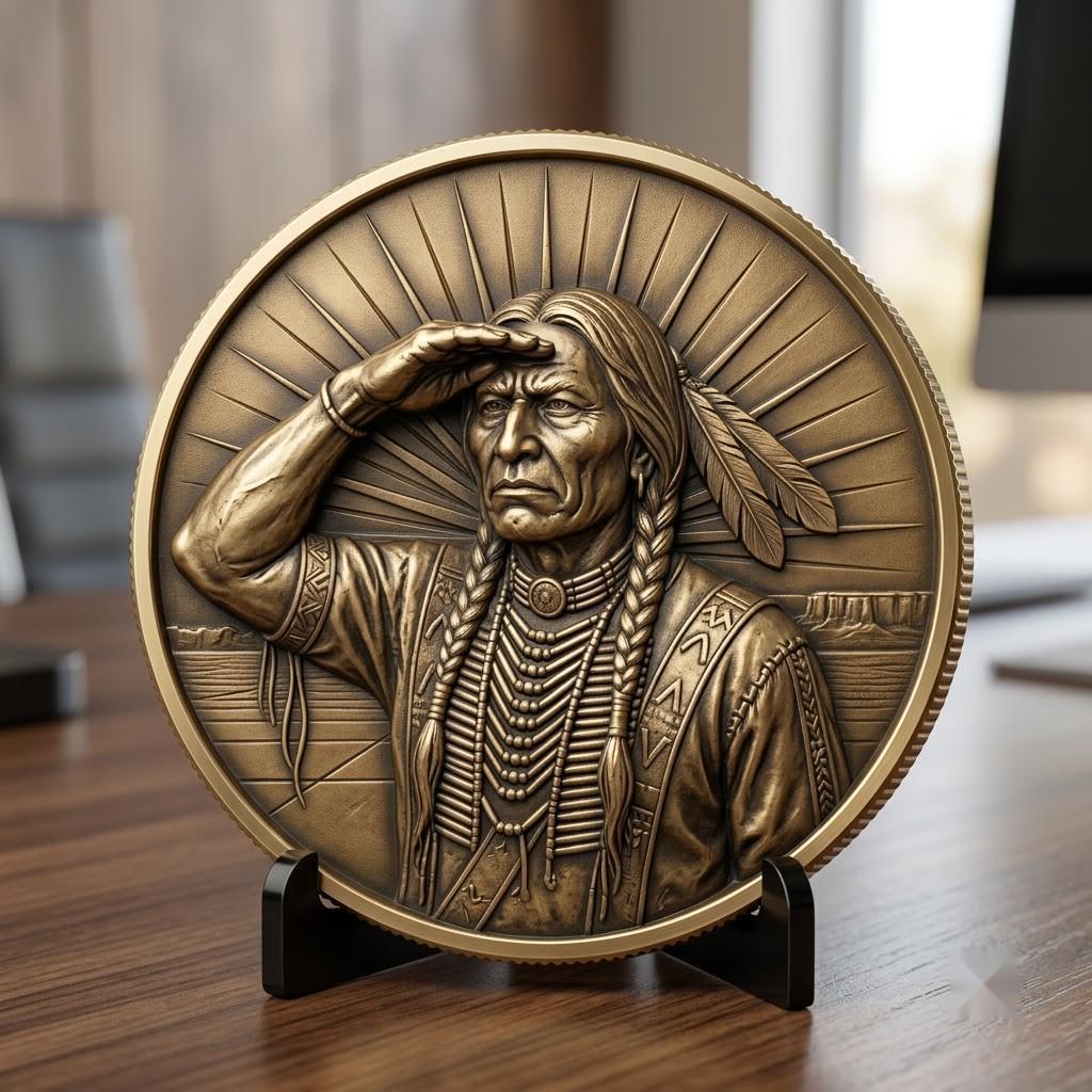 Native American Warrior Depth Map, Laser Engraving PNG, Coin Relief Portrait