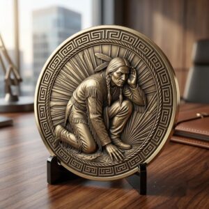 Native American Warrior Depth Map, Laser Engraving PNG, Coin Relief Portrait