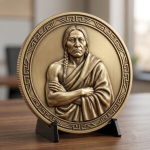 Native American Warrior Depth Map, Laser Engraving PNG, Coin Relief Portrait