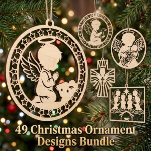 Nativity Angel Ornament Bundle, Religious Christmas Manger Tree Decor, 49 Designs