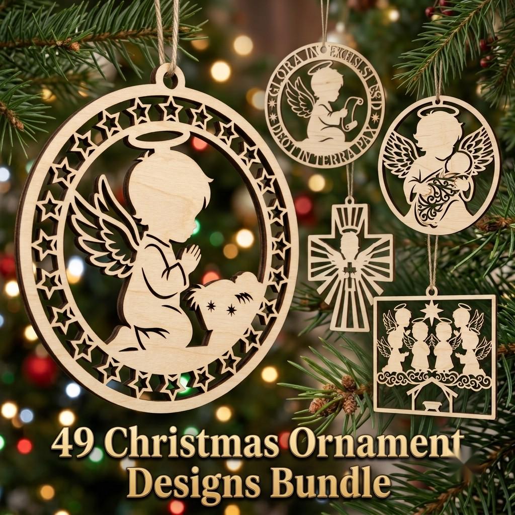 Nativity Angel Ornament Bundle, Religious Christmas Manger Tree Decor, 49 Designs