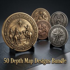 Nativity Challenge Coin Laser Relief, Christmas Faith Token Bundle