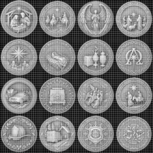Nativity Challenge Coin Laser Relief, Christmas Faith Token Bundle
