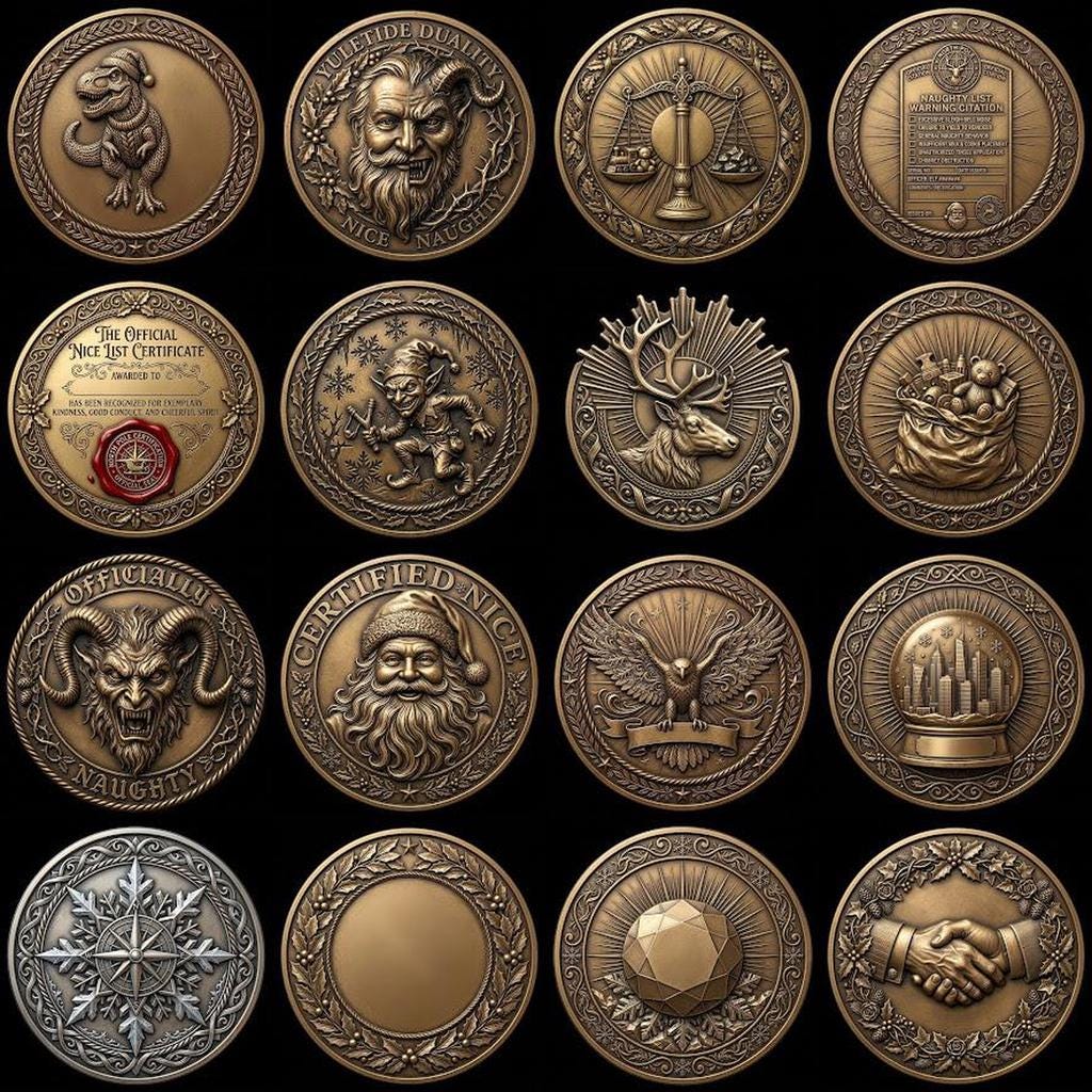 Nativity Challenge Coin Laser Relief, Christmas Faith Token Bundle