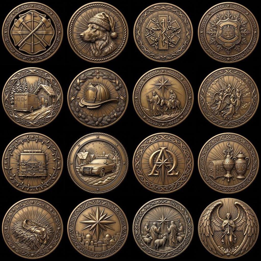 Nativity Challenge Coin Laser Relief, Christmas Faith Token Bundle