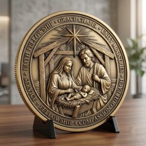 Nativity Challenge Coin Laser Relief, Christmas Faith Token Bundle