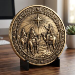Nativity Challenge Coin Laser Relief, Christmas Faith Token Bundle