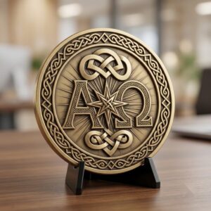 Nativity Challenge Coin PNG, 3D Relief Engraving Depth Map, Christmas Token