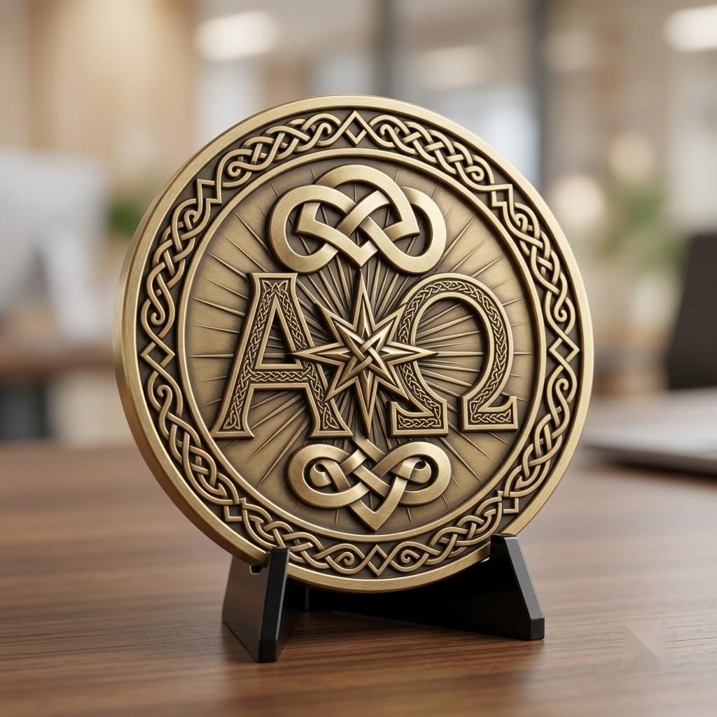 Nativity Challenge Coin PNG, 3D Relief Engraving Depth Map, Christmas Token
