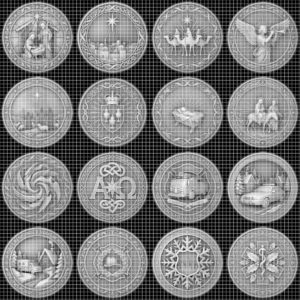 Nativity Challenge Coin PNG, 3D Relief Engraving Depth Map, Christmas Token