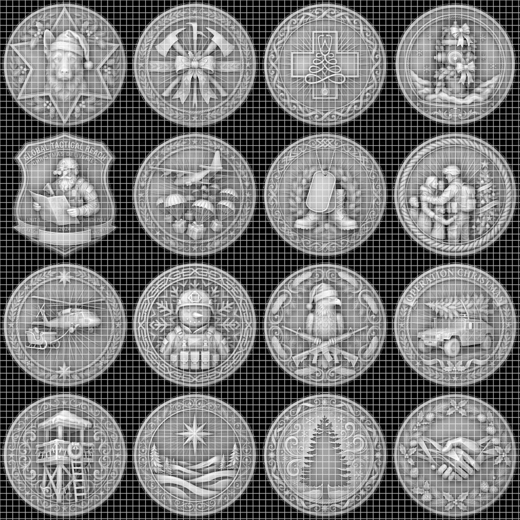 Nativity Challenge Coin PNG, 3D Relief Engraving Depth Map, Christmas Token