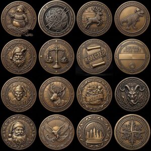 Nativity Challenge Coin PNG, 3D Relief Engraving Depth Map, Christmas Token