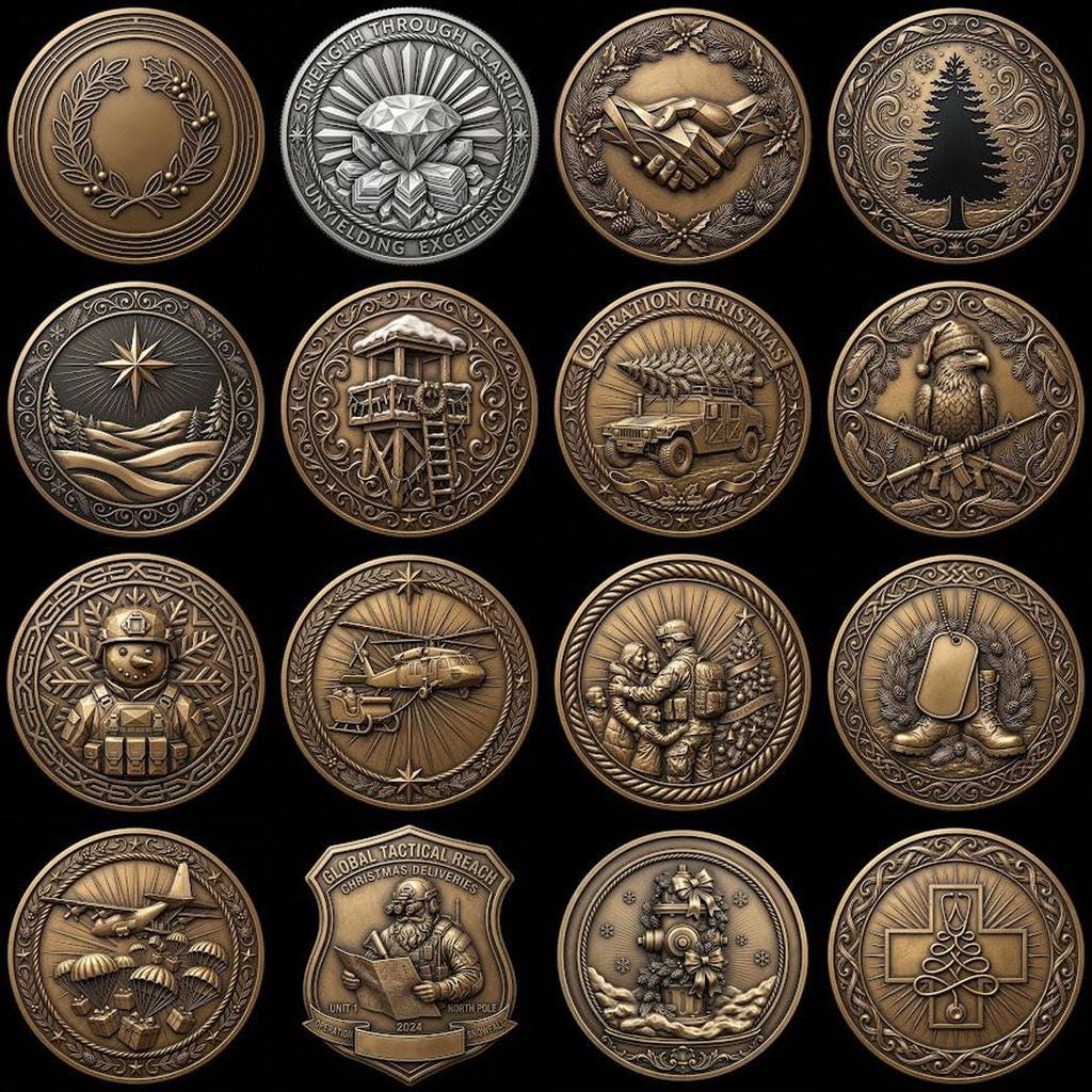 Nativity Challenge Coin PNG, 3D Relief Engraving Depth Map, Christmas Token