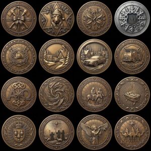 Nativity Challenge Coin PNG, 3D Relief Engraving Depth Map, Christmas Token
