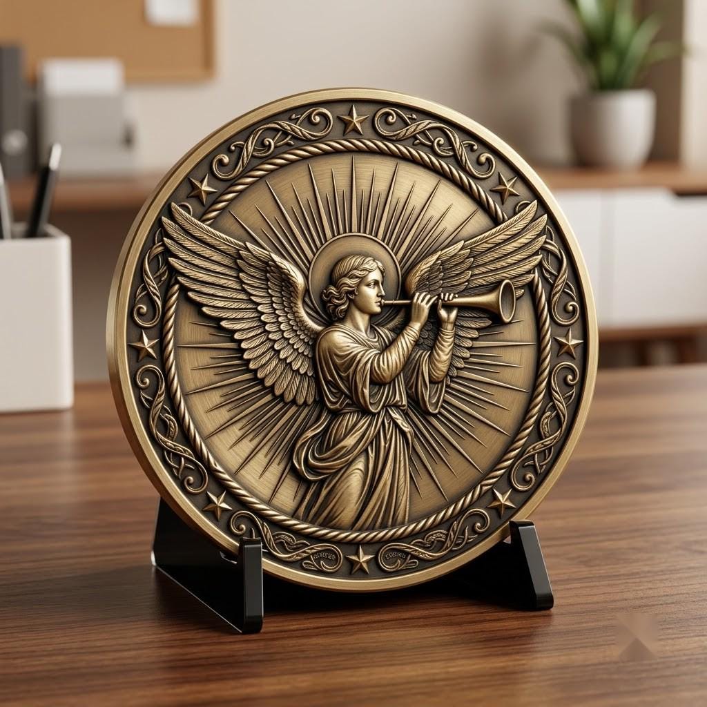 Nativity Challenge Coin PNG, 3D Relief Engraving Depth Map, Christmas Token
